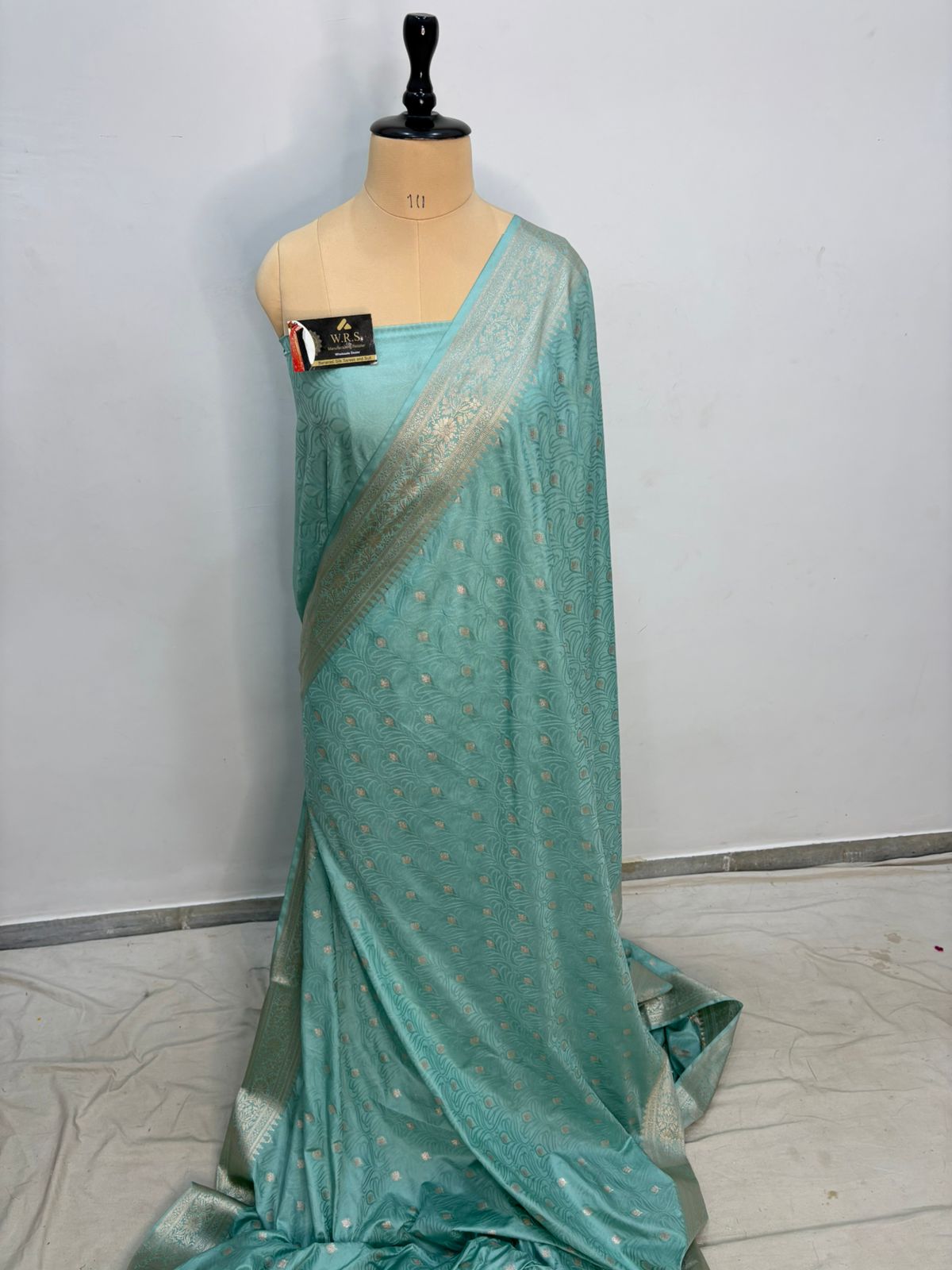 Sky blue tussar banarasi silk saree lite water zari special