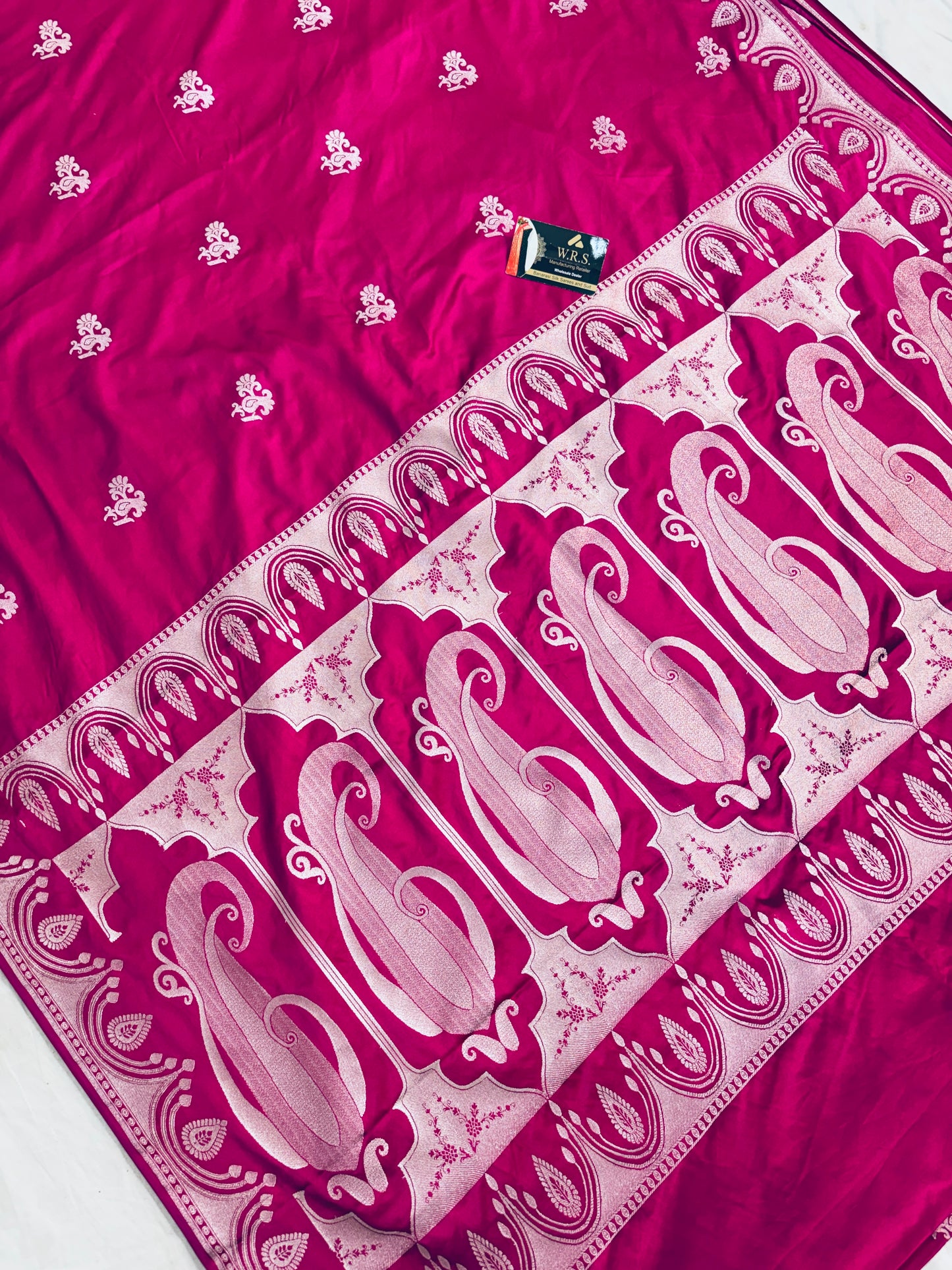 Premium Rani Pink Katan Mashru Silk Banarasi Saree – Traditional Jacquard Zari Weaving