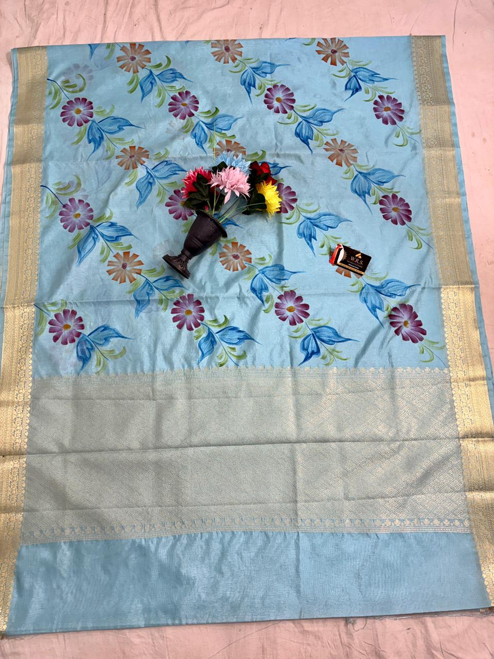 Sky Blue Chiniya Silk Banarasi Saree – Soft, Elegant & Traditional