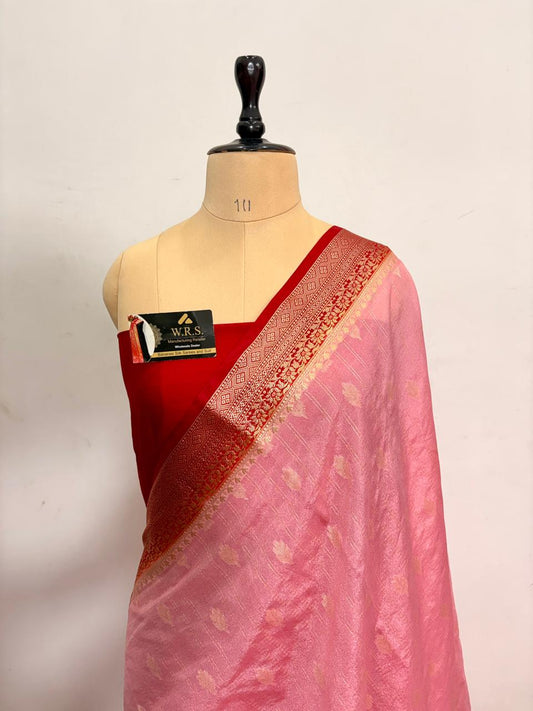 Baby Pink Chiniya D.P.N Banarasi Saree β Soft, Elegant & Festive Wear