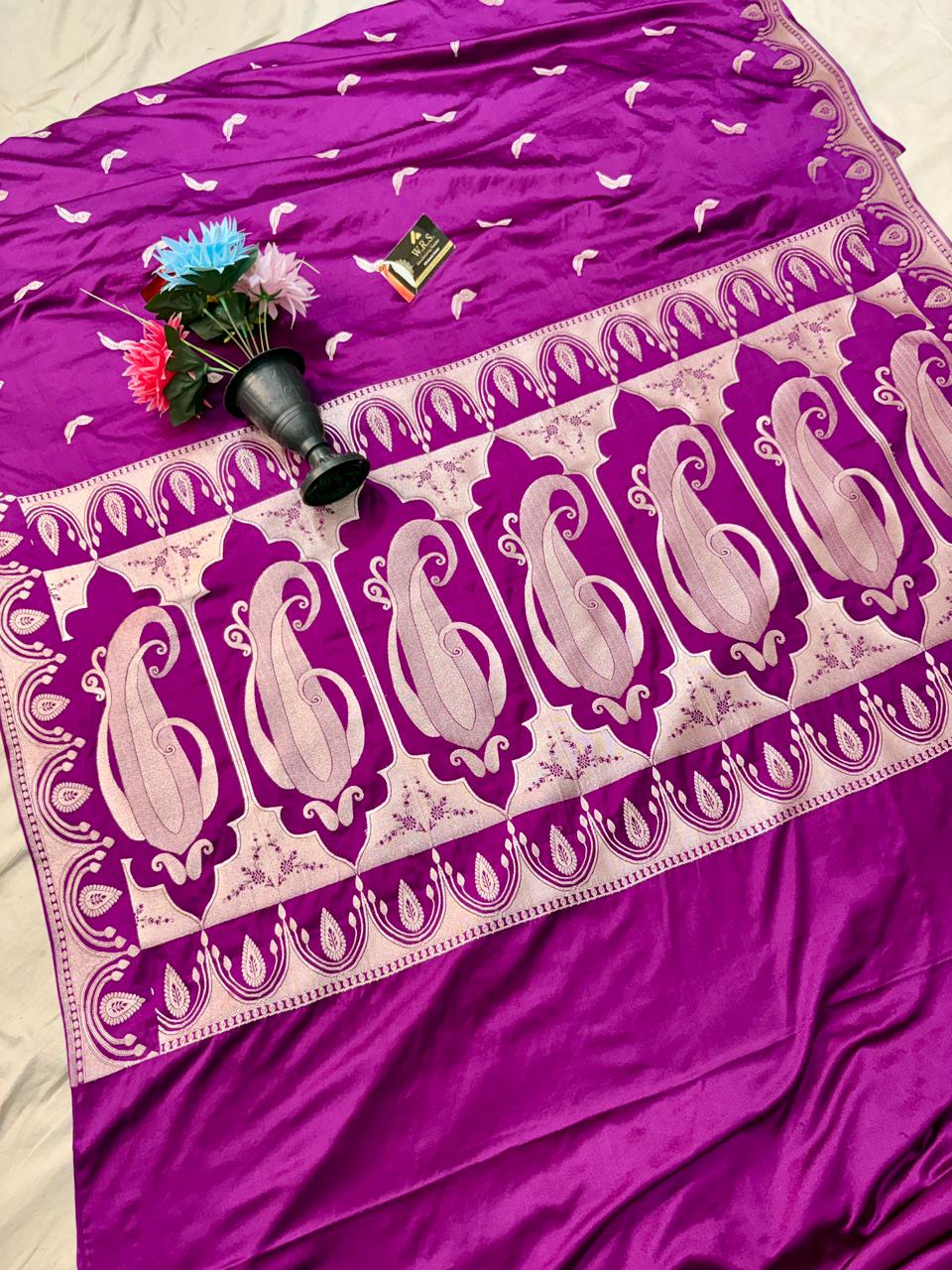 Purple Katan Mashru Banarasi Saree – Soft, Royal & Festive Wear