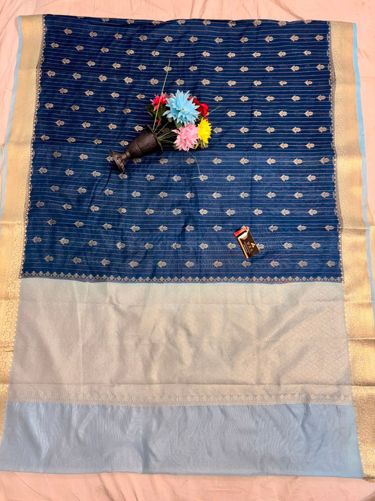 Blue Chiniya D.P.N Banarasi Saree – Soft, Elegant & Festive Wear