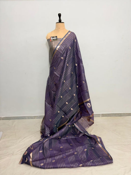 Grey Salab Buta Banarasi Silk Saree with Jacquard Work