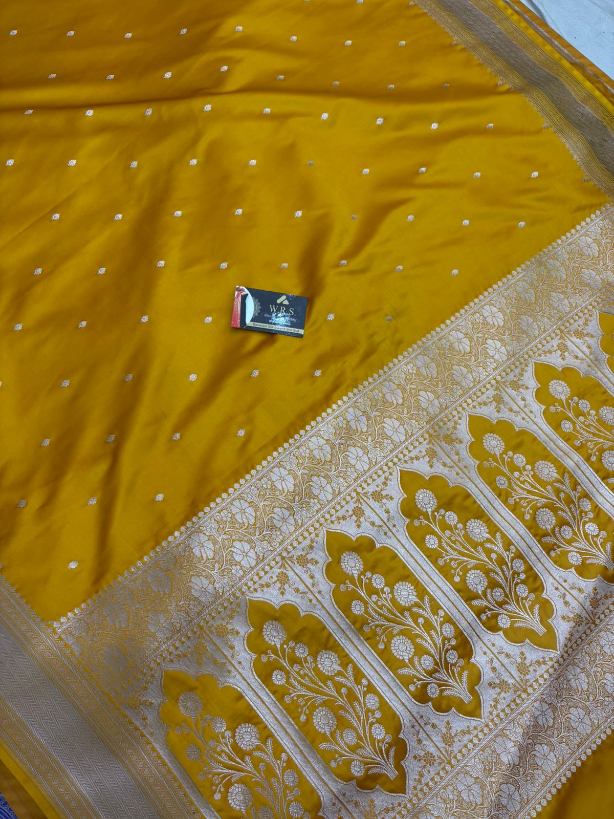 Mustard mushru Banarasi silk Saree Lite Copper Elegant