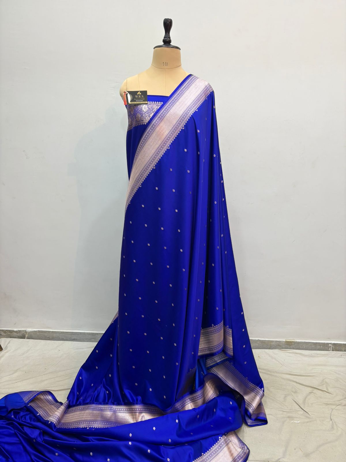 royal blue mushru banarasi silk saree lite copper elegant