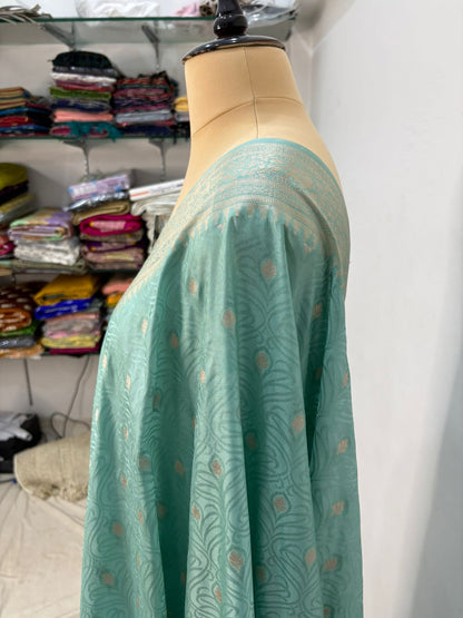 Sky blue tussar banarasi silk saree lite water zari special