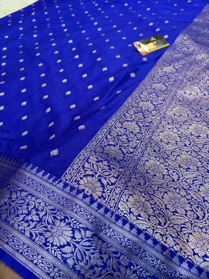 Royal blue tussar banarasi silk saree lite water zari special