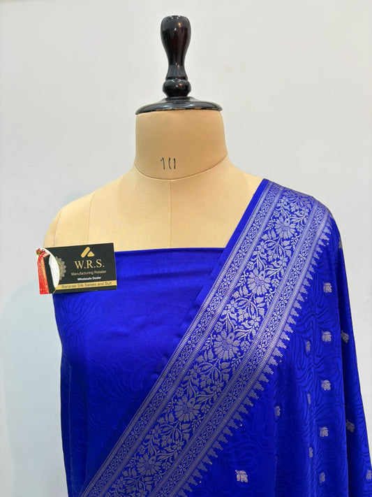 Royal blue tussar banarasi silk saree lite water zari special