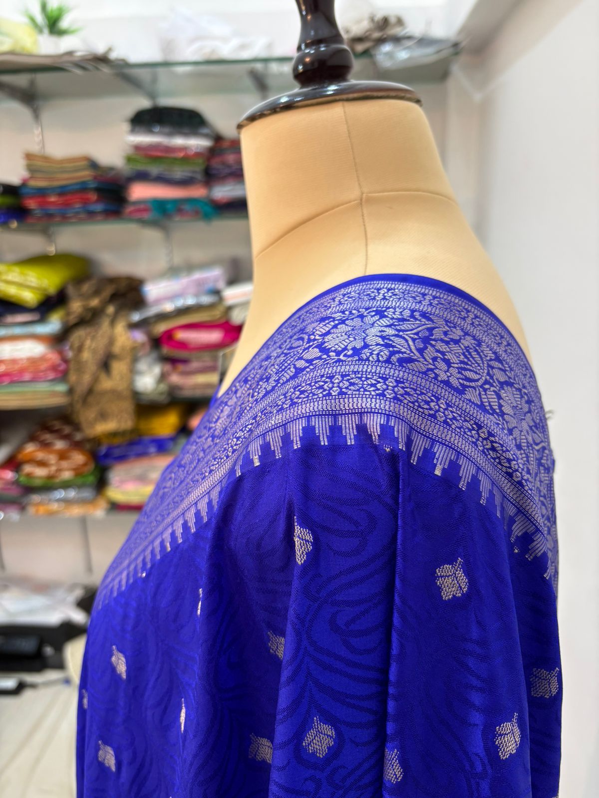 Royal blue tussar banarasi silk saree lite water zari special