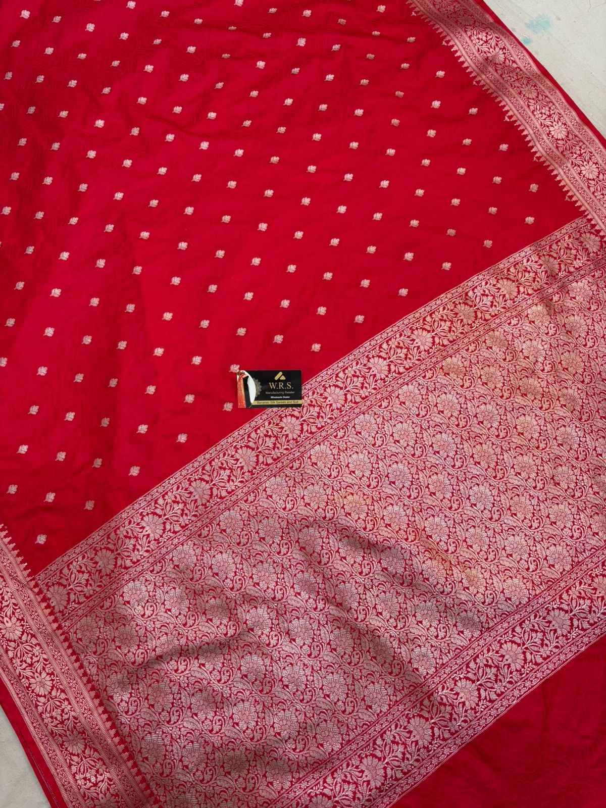Red tussar banarasi silk saree lite water zare special
