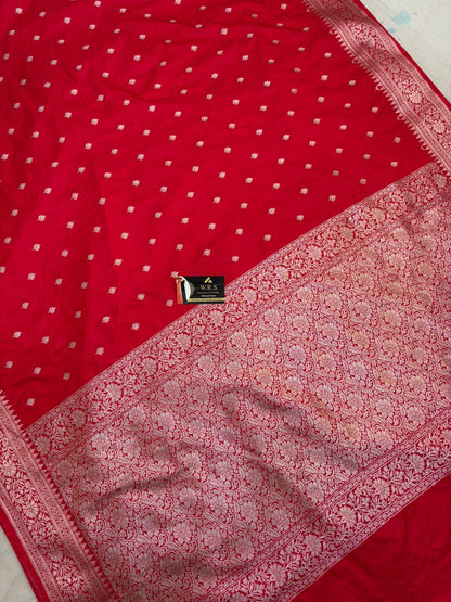 Red tussar banarasi silk saree lite water zare special