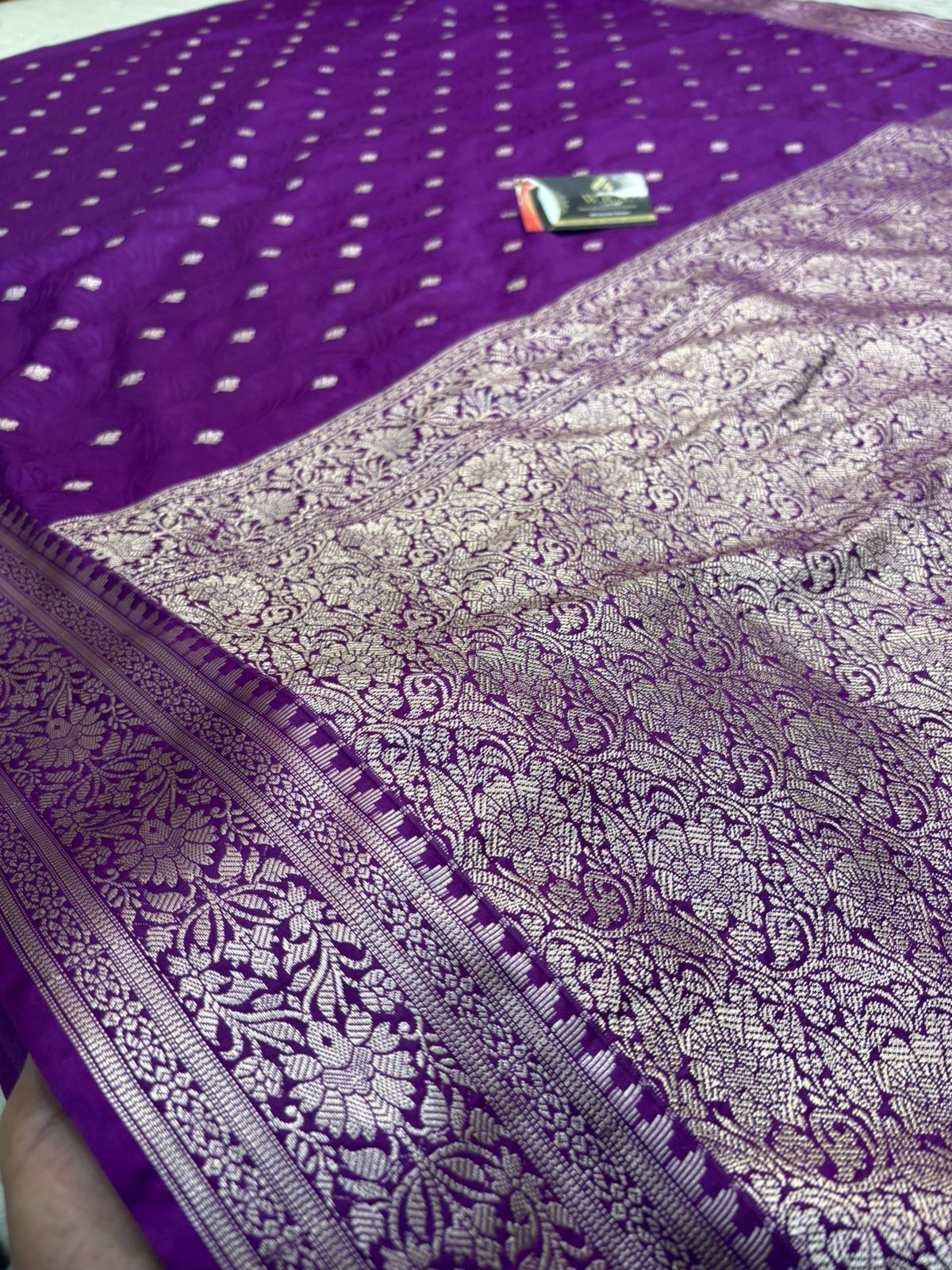 purple tusssar banarasi silk saree lite water zari special