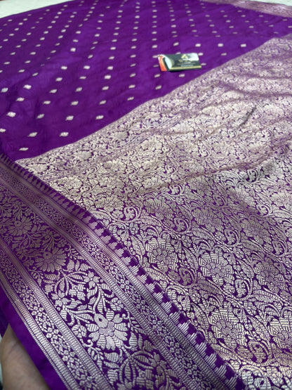 purple tusssar banarasi silk saree lite water zari special