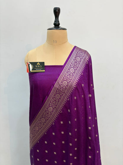 purple tusssar banarasi silk saree lite water zari special