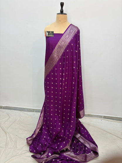 purple tusssar banarasi silk saree lite water zari special