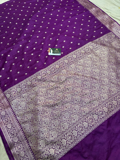 purple tusssar banarasi silk saree lite water zari special