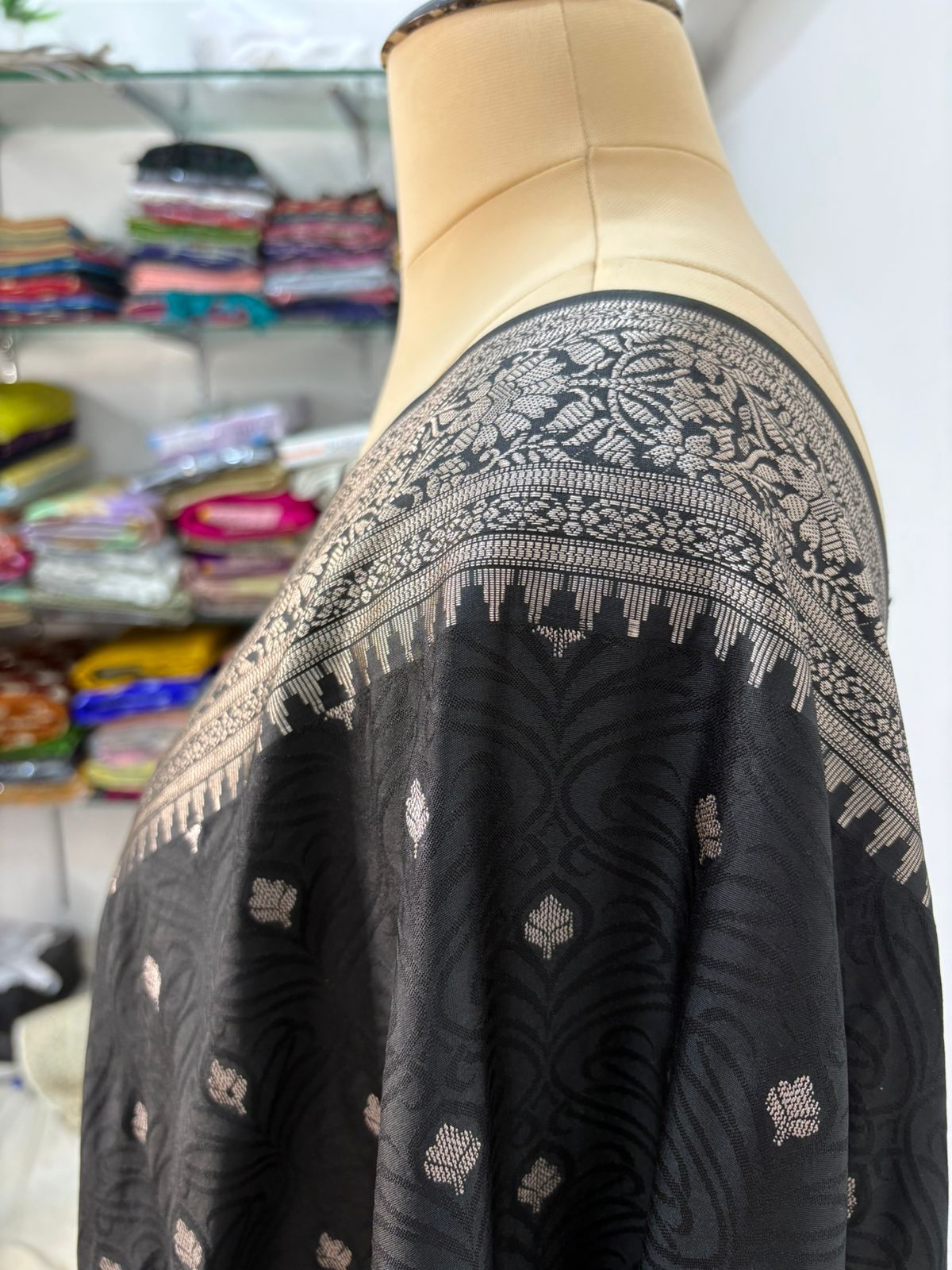 black  tussar banarasi silk saree lite water zari elegand  party  wear