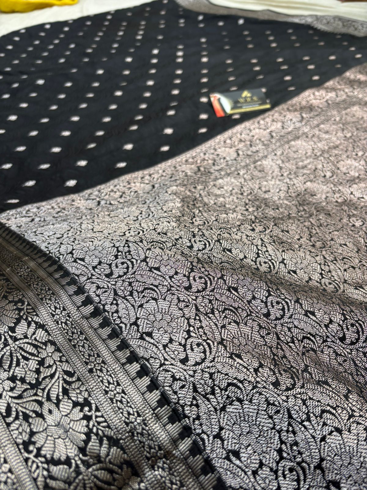 black  tussar banarasi silk saree lite water zari elegand  party  wear