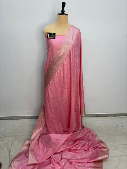 baby  pink   banarasi  silk  saree  tanchhui lite water zari special