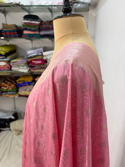 baby  pink   banarasi  silk  saree  tanchhui lite water zari special