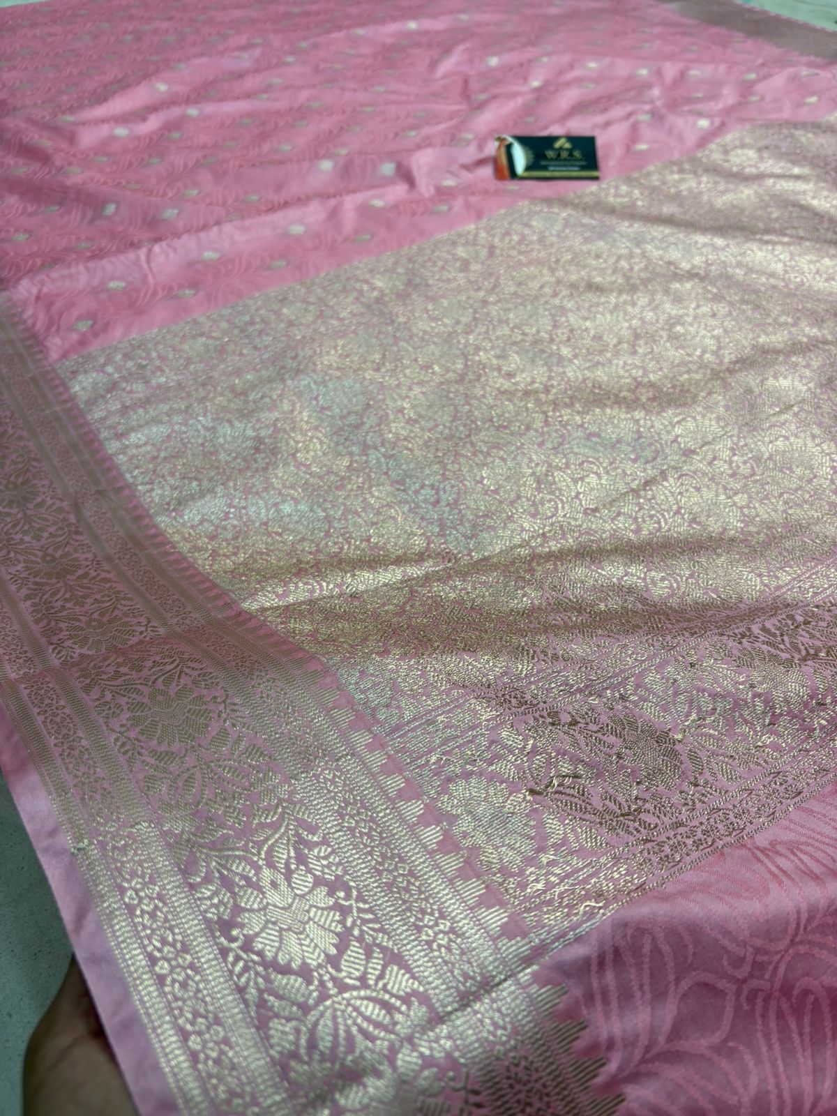baby  pink   banarasi  silk  saree  tanchhui lite water zari special