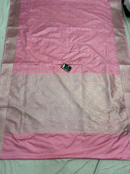baby  pink   banarasi  silk  saree  tanchhui lite water zari special