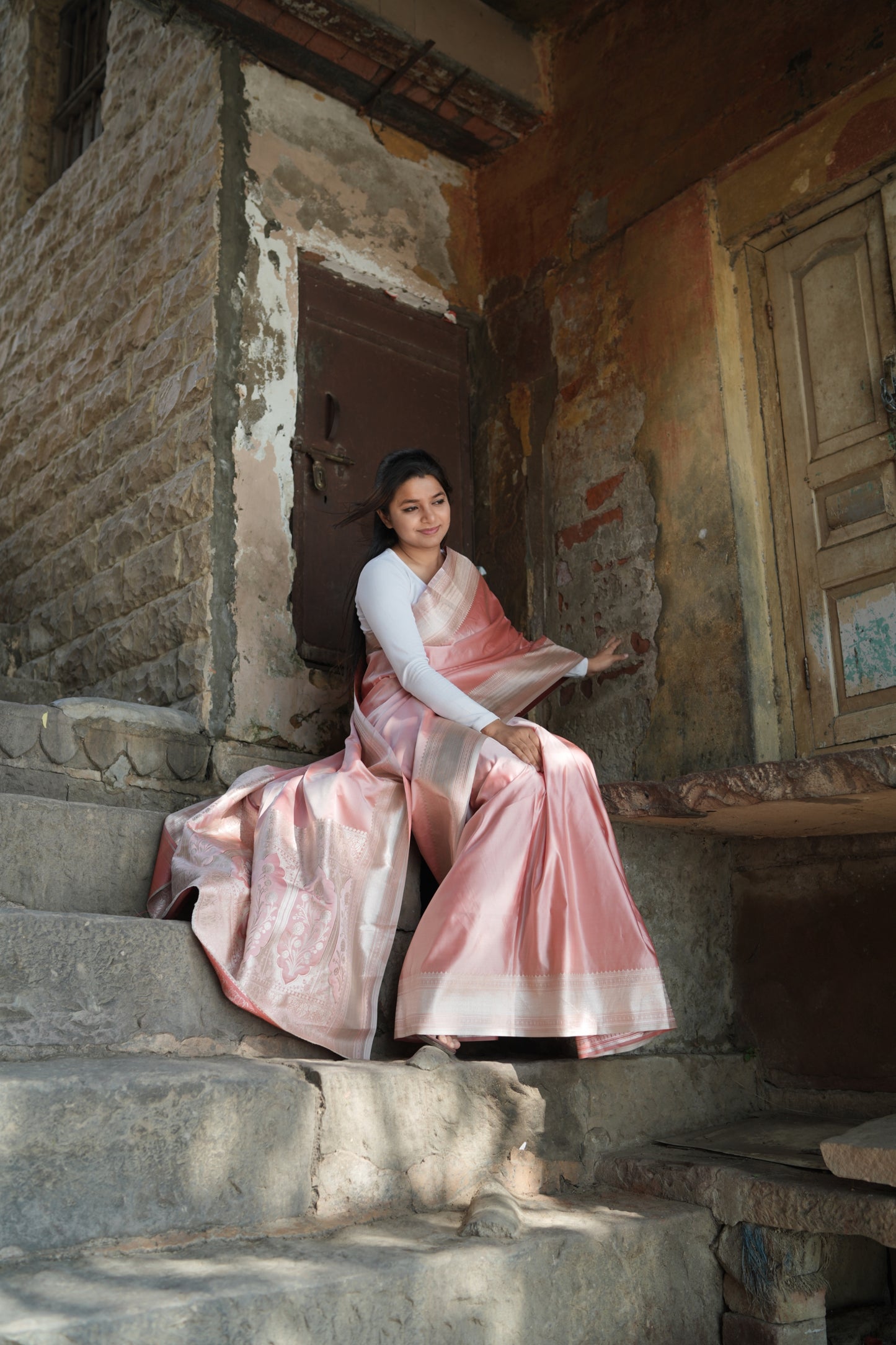 Pink Mashru Silk Banarasi Saree – Soft Shine &amp; Elegant Traditional Look