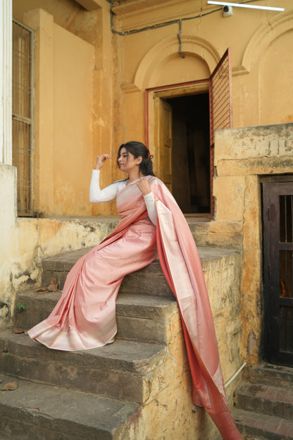 Pink Mashru Silk Banarasi Saree – Soft Shine &amp; Elegant Traditional Look