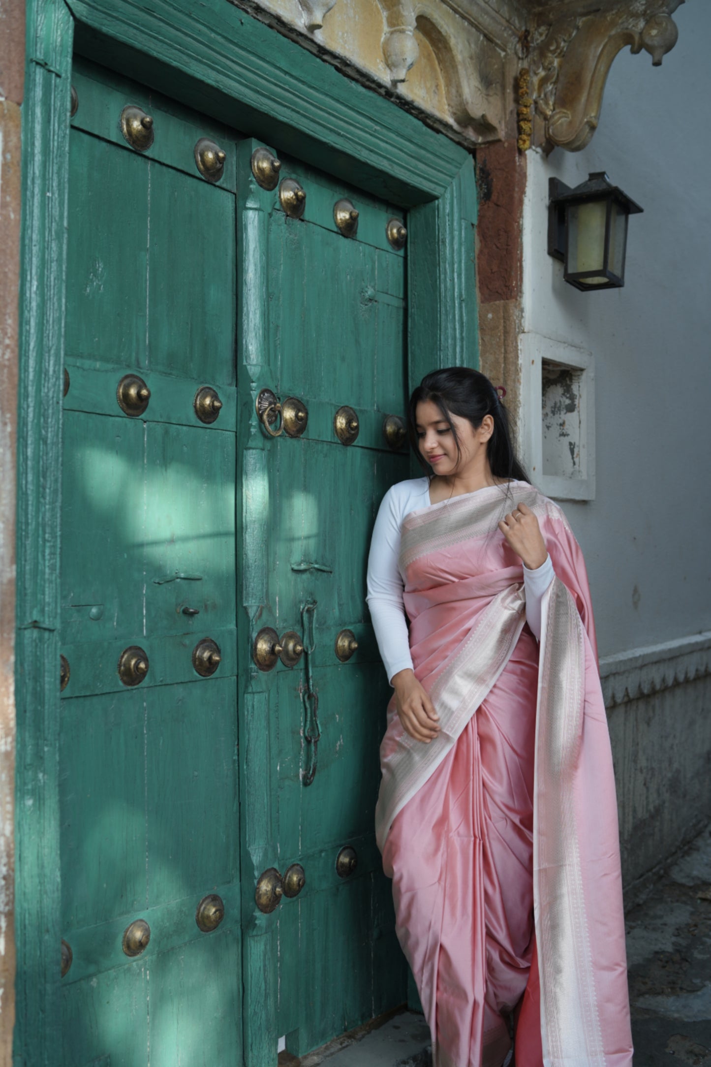 Pink Mashru Silk Banarasi Saree – Soft Shine &amp; Elegant Traditional Look