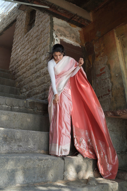 Pink Mashru Silk Banarasi Saree – Soft Shine &amp; Elegant Traditional Look