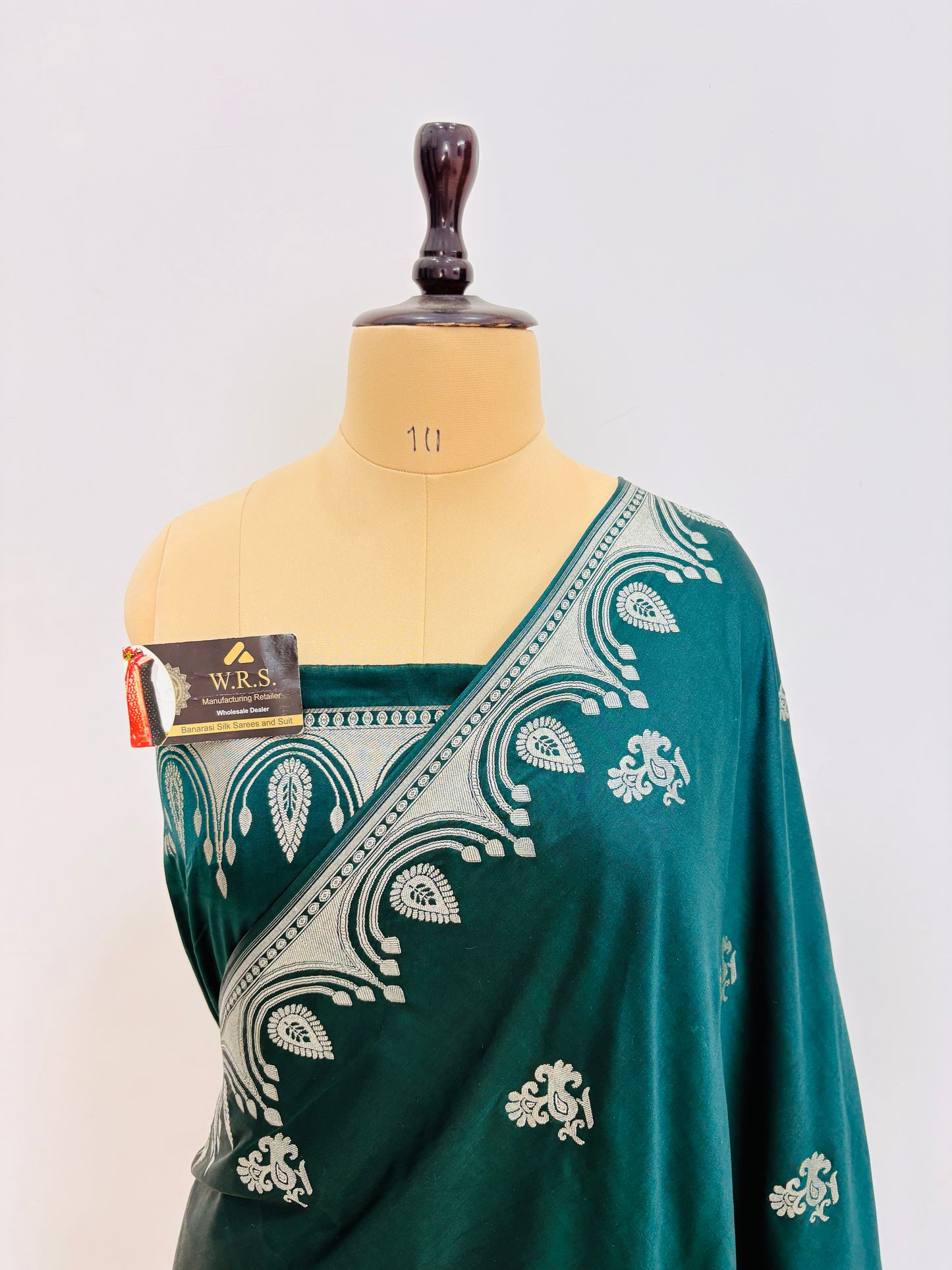 Premium Bottle Green Katan Mashru Silk Banarasi Saree – Traditional Jacquard Zari Weaving