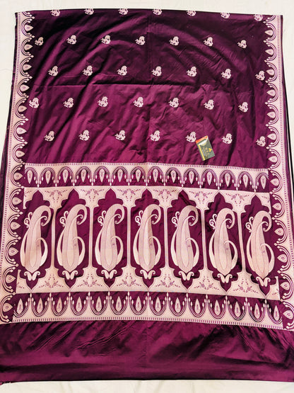 Premium Mahroon Katan Mashru Silk Banarasi Saree – Traditional Jacquard Zari Weaving