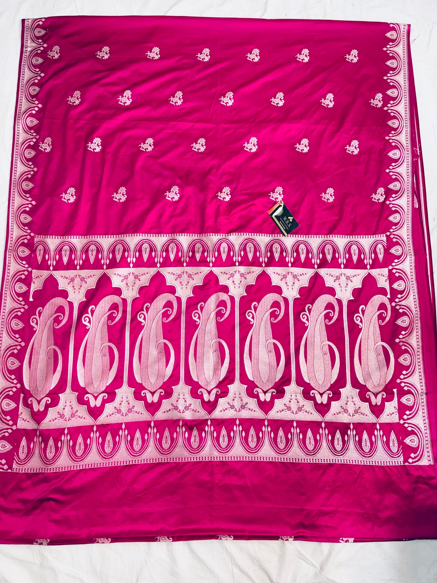 Premium Rani Pink Katan Mashru Silk Banarasi Saree – Traditional Jacquard Zari Weaving