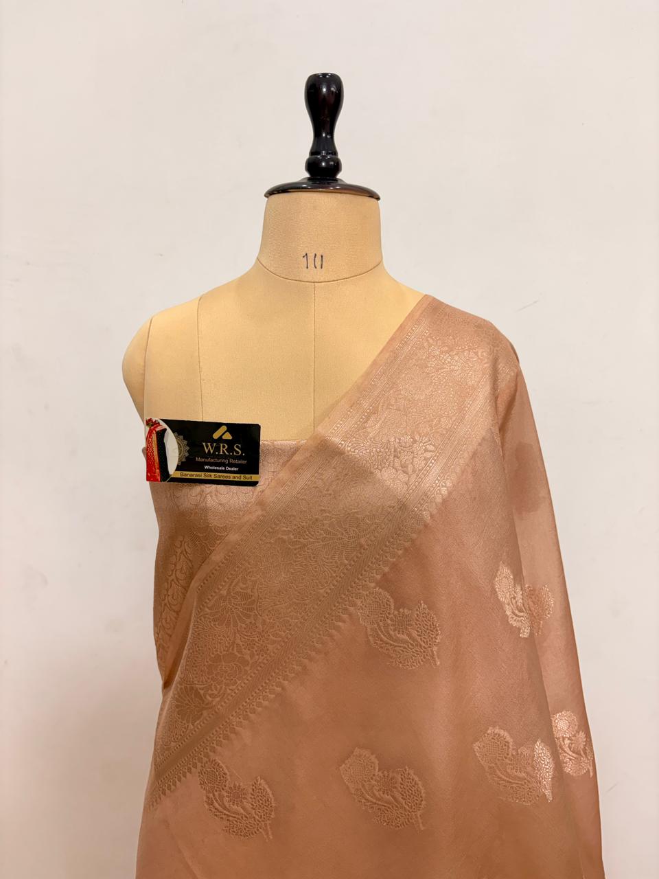 Champagne Gold Viscose Banarasi Saree with Jacquard Zari Work