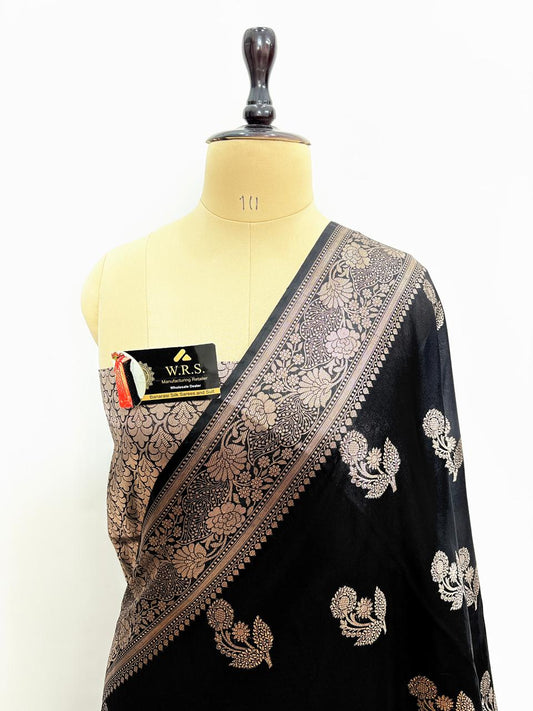 Black Viscose Banarasi Saree with Jacquard Zari Work – Soft & Elegant Wear