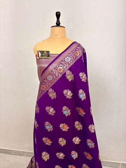 Royal Purple Viscose Banarasi Saree with Jacquard Zari Work