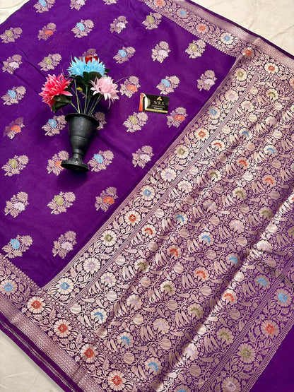 Royal Purple Viscose Banarasi Saree with Jacquard Zari Work