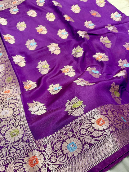 Royal Purple Viscose Banarasi Saree with Jacquard Zari Work