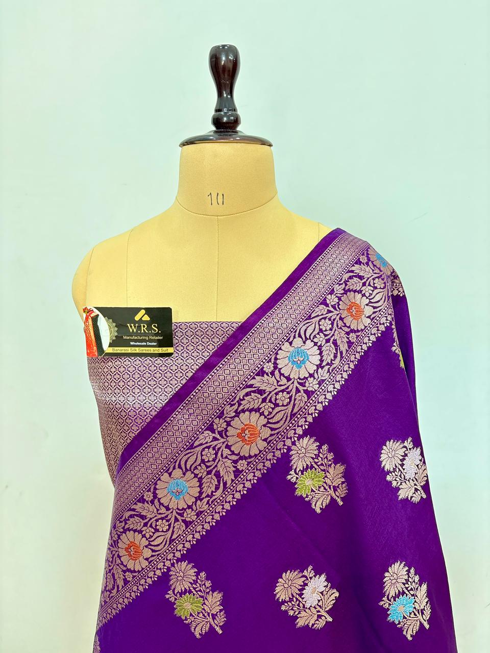 Royal Purple Viscose Banarasi Saree with Jacquard Zari Work