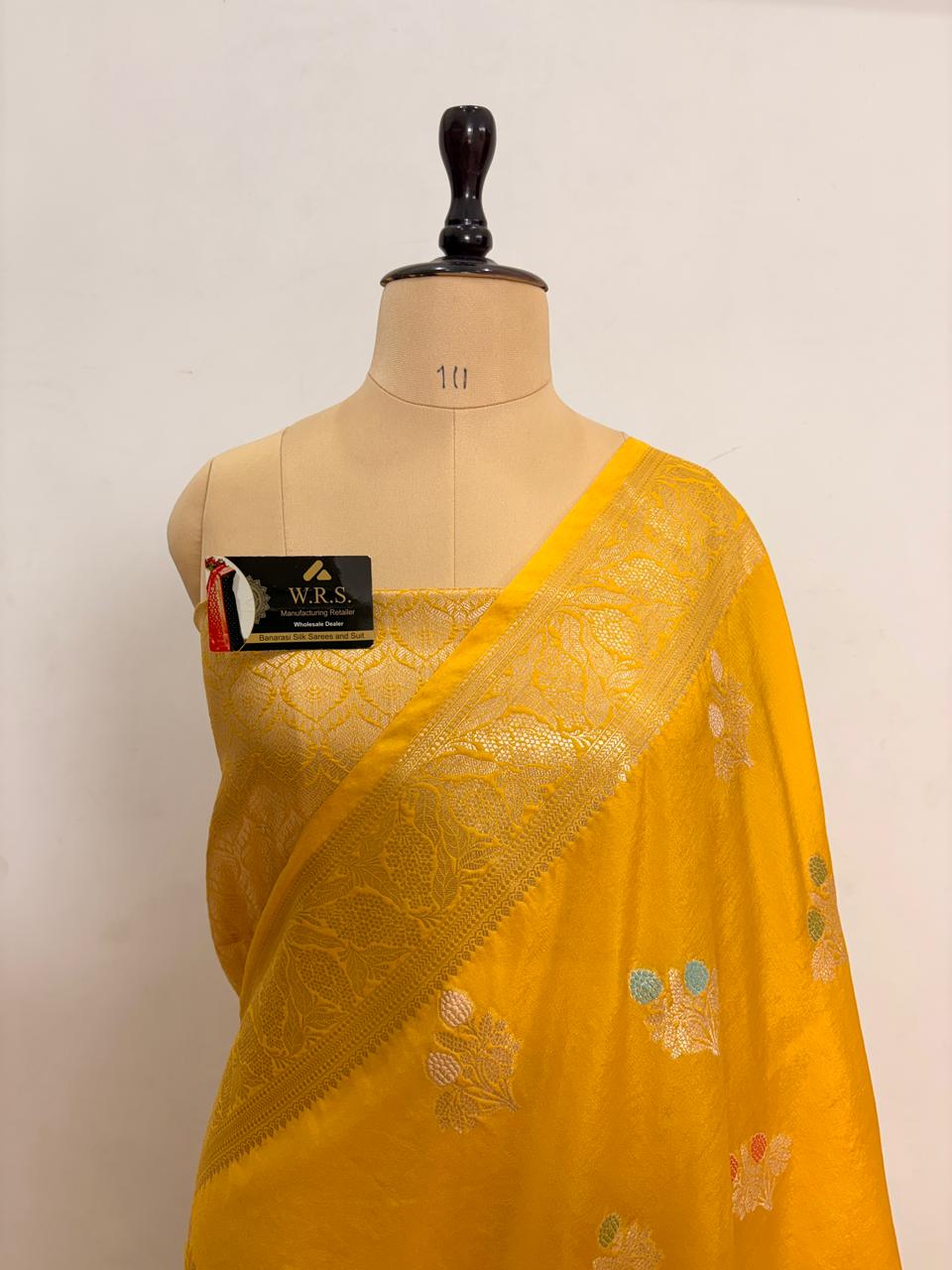 Bright Yellow Viscose Banarasi Saree with Jacquard Zari Work