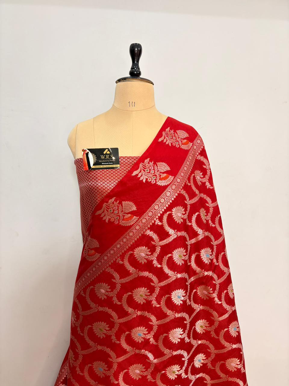 Classic Red Viscose Banarasi Saree with Jacquard Zari Work