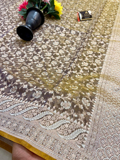 Brown Alfi Cotton Banarasi Saree – Soft, Elegant & Traditional