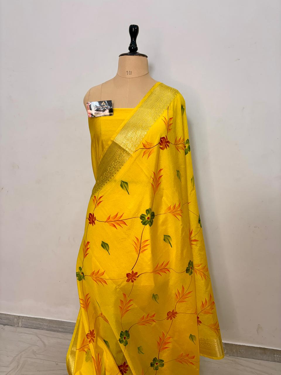 Yellow Chiniya Silk Banarasi Saree – Soft, Elegant &amp; Traditional
