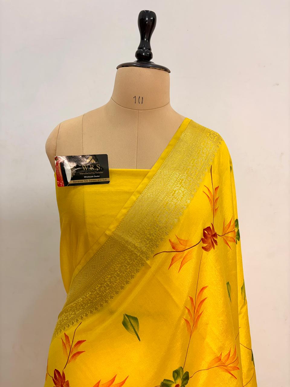 Yellow Chiniya Silk Banarasi Saree – Soft, Elegant &amp; Traditional