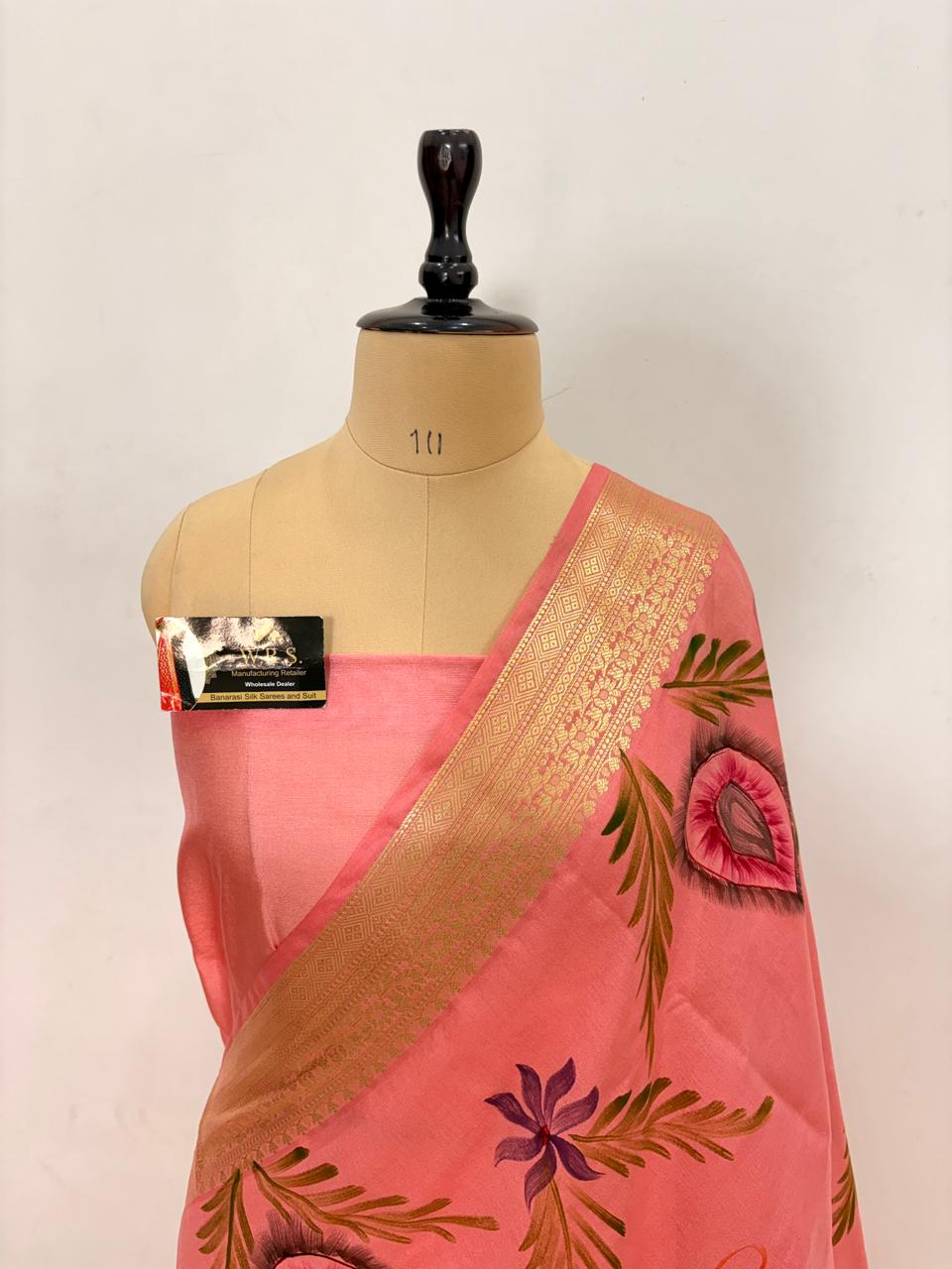 Pink Chiniya Silk Banarasi Saree – Soft, Elegant &amp; Traditional