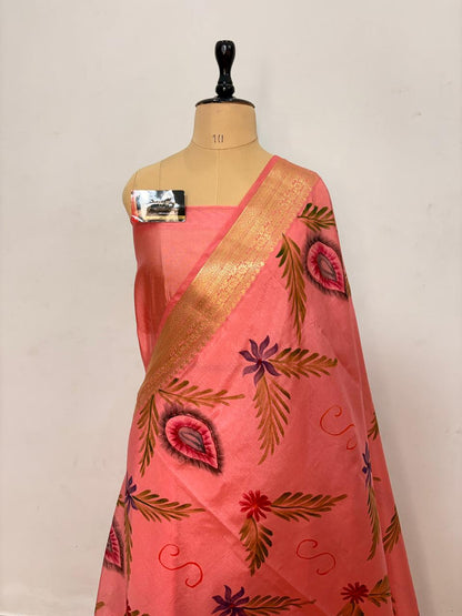 Pink Chiniya Silk Banarasi Saree – Soft, Elegant &amp; Traditional