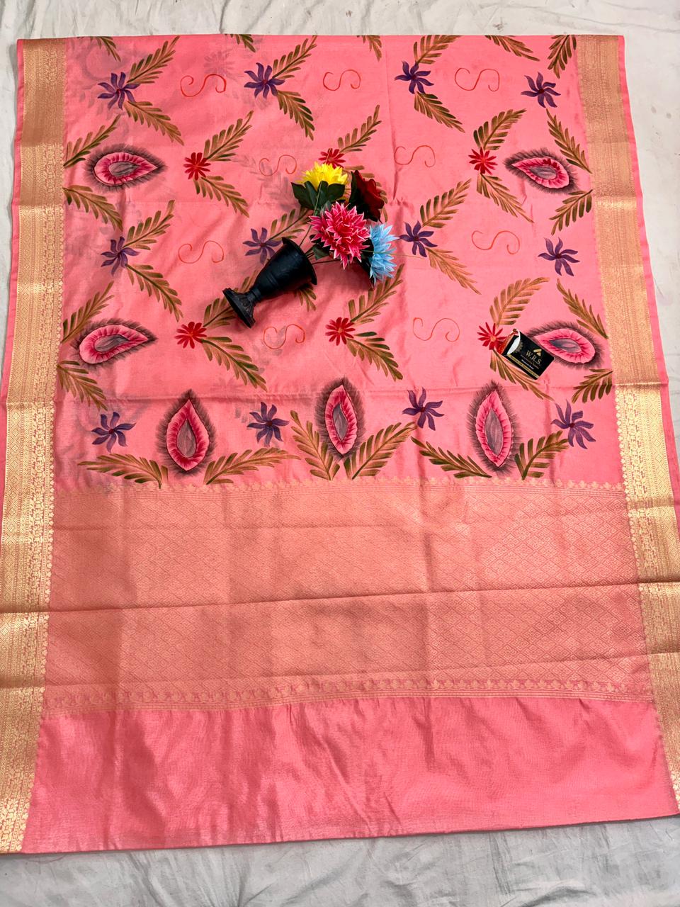 Pink Chiniya Silk Banarasi Saree – Soft, Elegant &amp; Traditional
