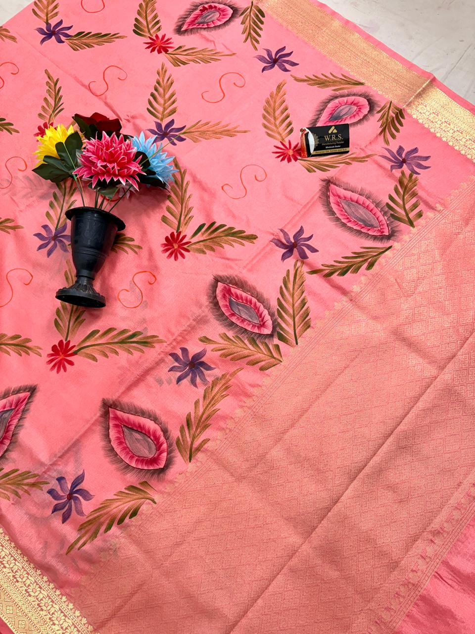 Pink Chiniya Silk Banarasi Saree – Soft, Elegant &amp; Traditional