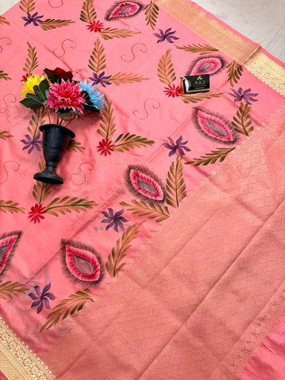 Pink Chiniya Silk Banarasi Saree – Soft, Elegant &amp; Traditional