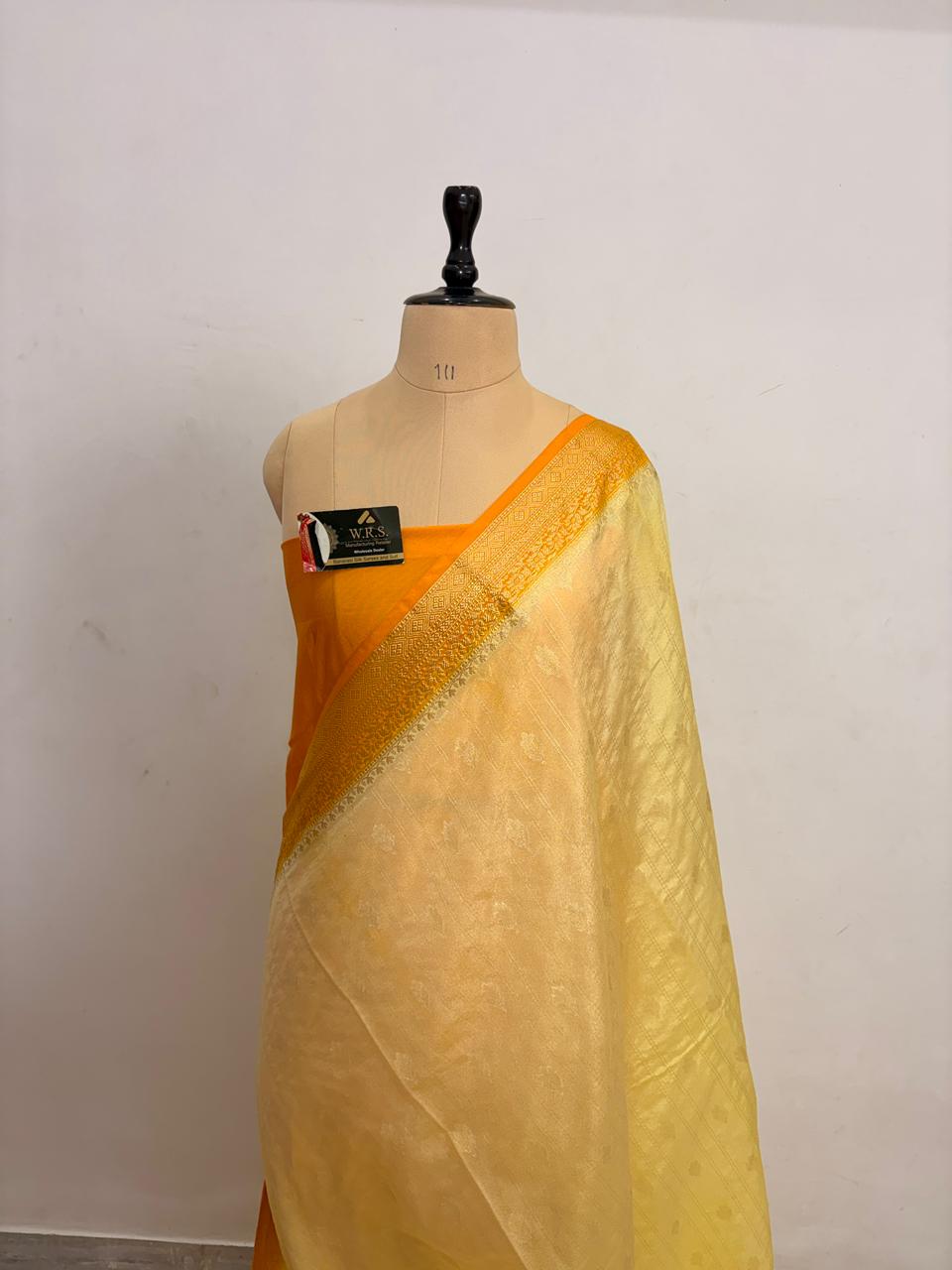 Mustard Yellow Chiniya D.P.N Banarasi Saree – Soft, Elegant &amp; Festive Wear